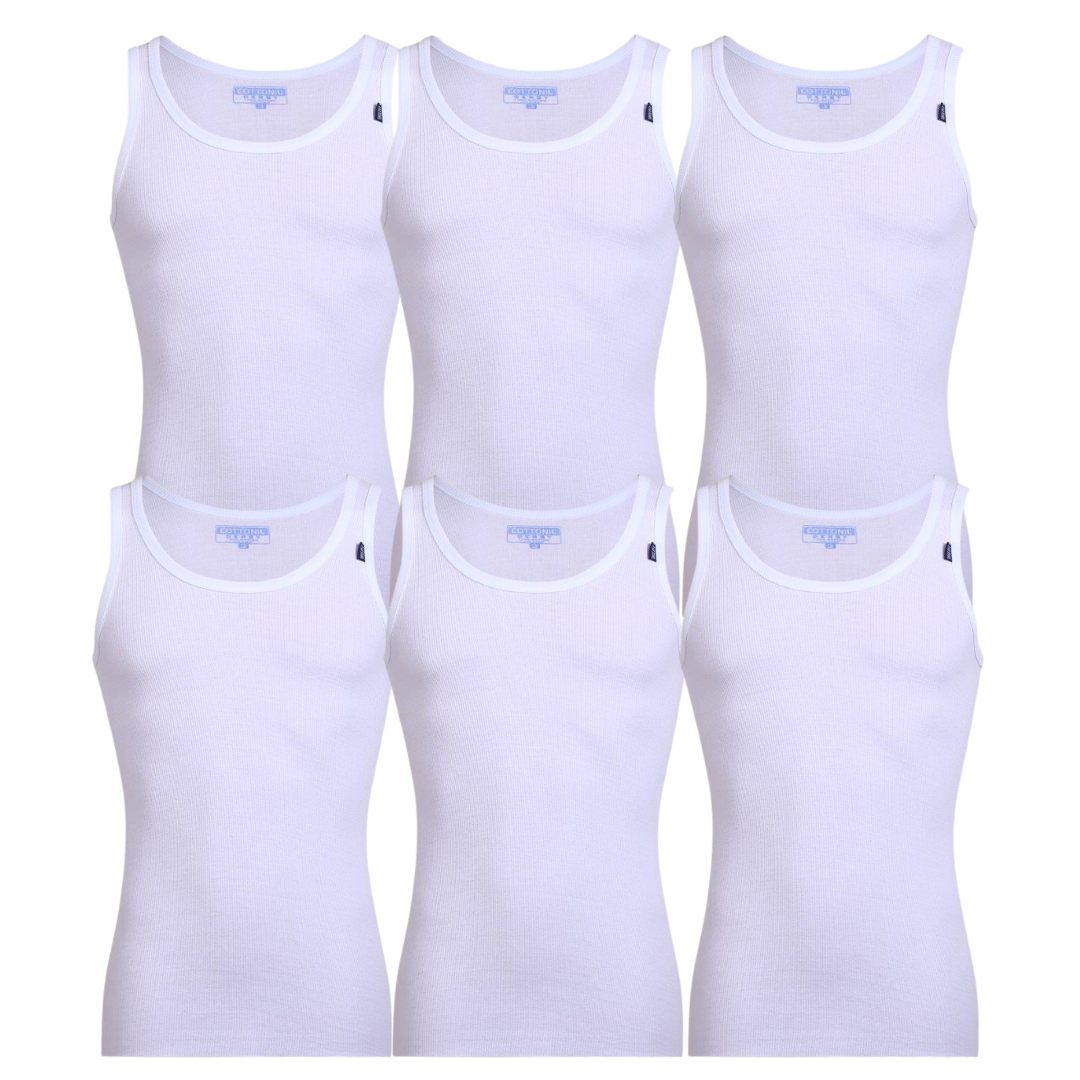 Cottonil set of 6 Derby Under Shirt Sleevless - White