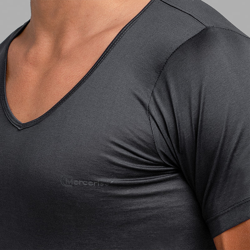Cottonil set of 3 Mercerise Under Shirt Short Sleeves V Neck - Multicolor