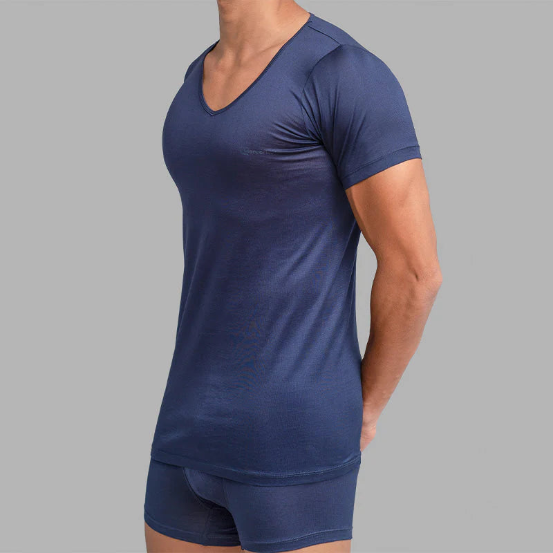 Cottonil set of 3 Mercerise Under Shirt Short Sleeves V Neck - Multicolor