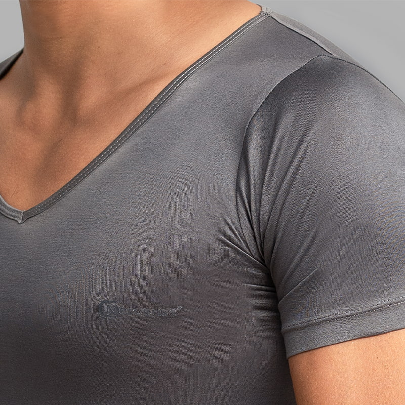 Cottonil set of 3 Mercerise Under Shirt Short Sleeves V Neck - Multicolor