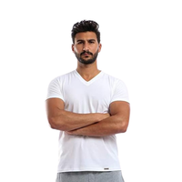 Cottonil set of 3 Combed Under Shirt Short Sleeves V Neck - White