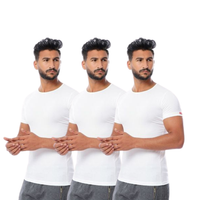 Cottonil set of 3 Combed Under Shirt Short Sleeves O Neck - White