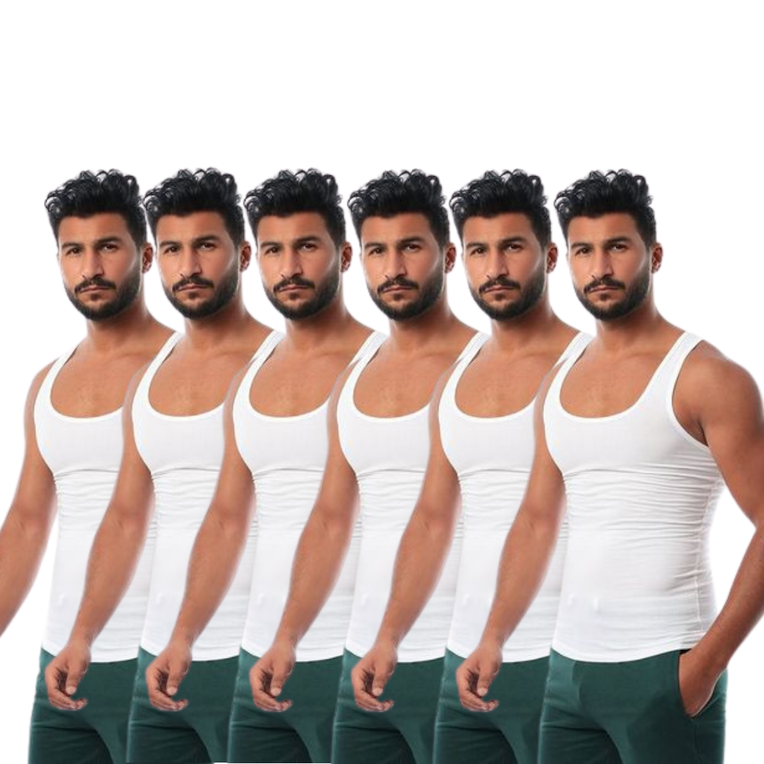 Cottonil set of 6 Stretch Under Shirt Sleevless - White