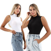womens mock neck sleeveless tops